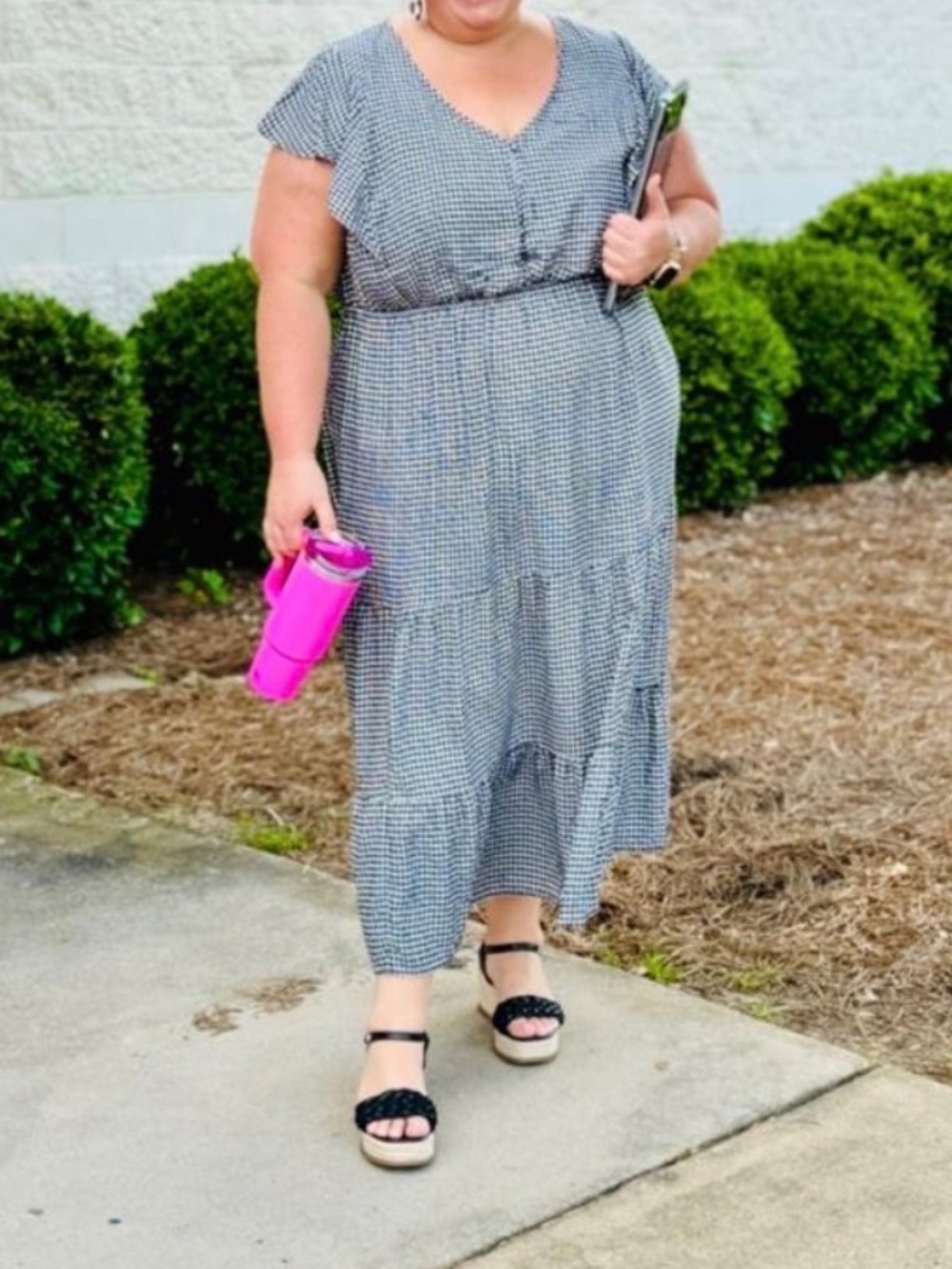 Oak & Trellis Plus Size Flutter Sleeve Printed Midi Dress 3x